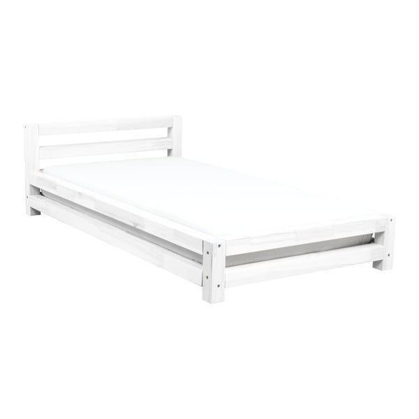 Single fehér egyszemélyes ágy borovi fenyőből, 90 x 180 cm - Benlemi
