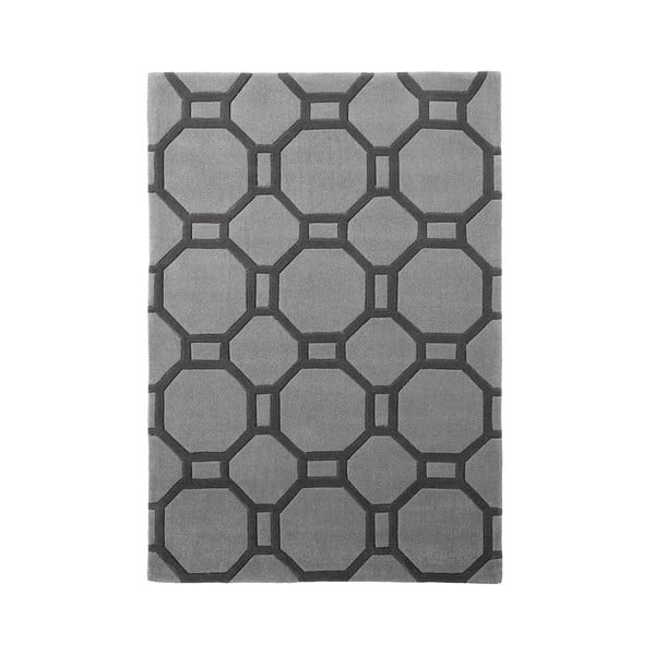 Hong Kong Tile Grey szürke kézzel tűzött szőnyeg, 90 x 150 cm - Think Rugs