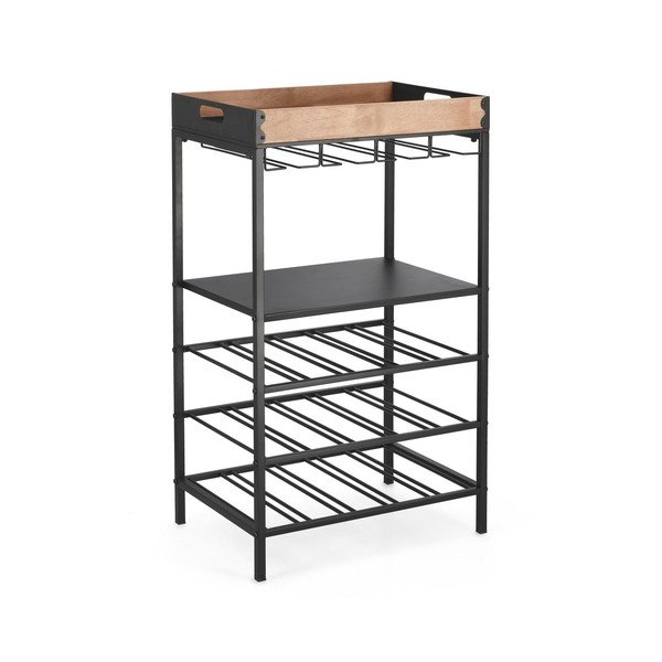 Fekete fém bortartó szekrény palackok száma 15, 48,5x84,5x34 cm Isaac – Yes Everyday-image-2