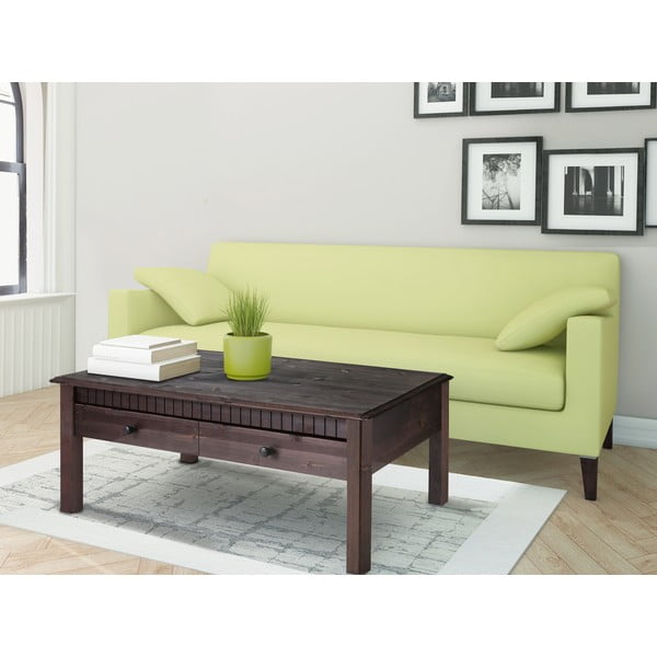 Linda sötétbarna 2 fiókos dohányzóasztal masszív fenyőfából - Støraa-image-1