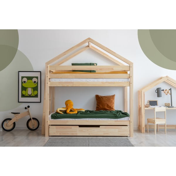 Natúr színű ágyneműtartós gyerekágy ágyráccsal 90x190 cm DMPB – Adeko-image-1