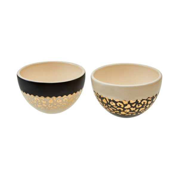 Krémszínű-aranyszínű agyagkerámia tálka szett 2 db-os 180 ml London – Premier Housewares-image-3