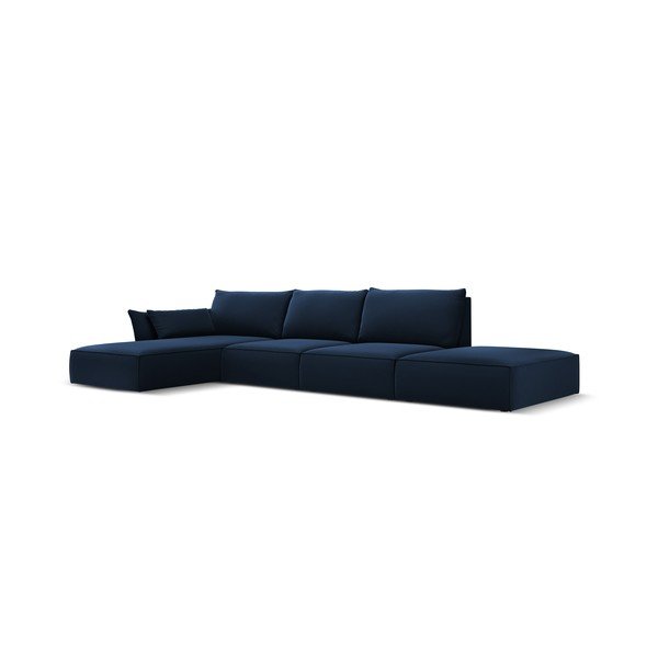 Sötétkék bársony sarokkanapé (bal oldali-heverő résszel) Vanda – Mazzini Sofas-image-2
