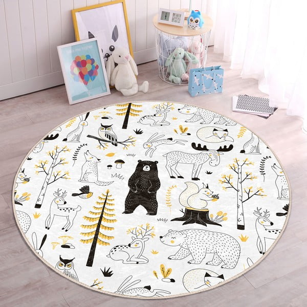 Sárga-fehér gyerek szőnyeg ø 100 cm Comfort – Mila Home-image-4