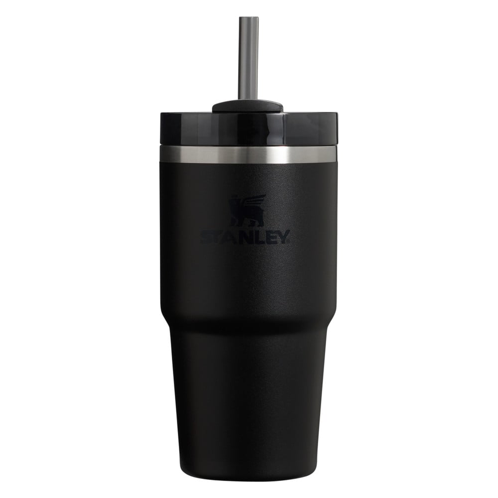 Fekete rozsdamentes acél termosz szívószállal 600 ml Quencher H2.0 FlowState Tumbler Black Stanley