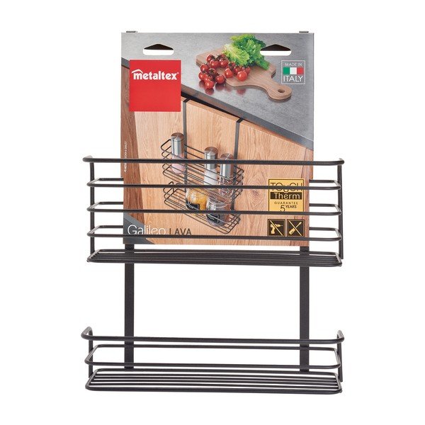 Galileo Lava Double fekete fém konyhai függőpolc - Metaltex-image-3