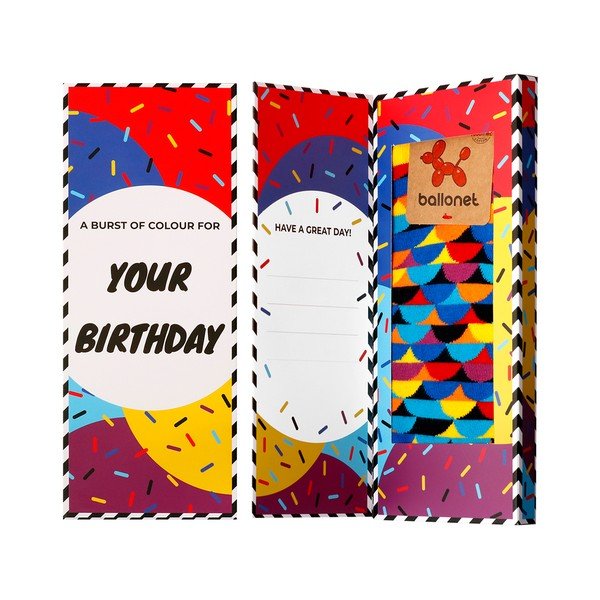 Happy Birthday Socks Card with Sunset zokni ajándékcsomagolásban, méret 41 - 46 - Ballonet Socks-image-1