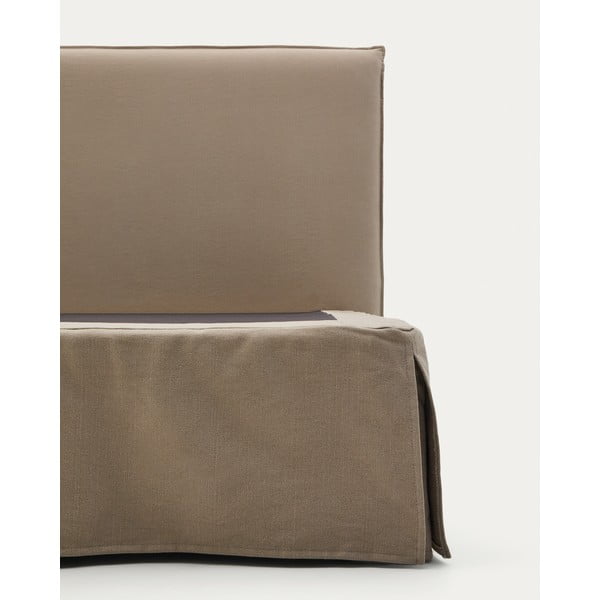 Szürkésbarna kárpitozott egyszemélyes ágy 90x200 cm Jaira – Kave Home-image-4