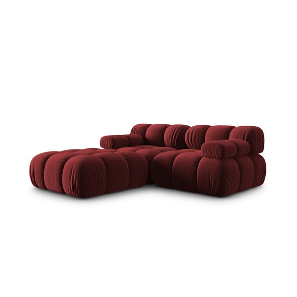 Piros bársony sarokkanapé Bellis – Micadoni Home-image-3