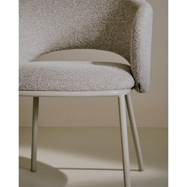 Elefántcsont színű kárpitozott étkezőfotel Maina – Kave Home-image-2