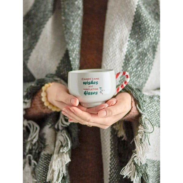 Krémszínű agyagkerámia bögre cappucinóhoz karácsonyi mintával 250 ml Treats – Bloomingville-image-1