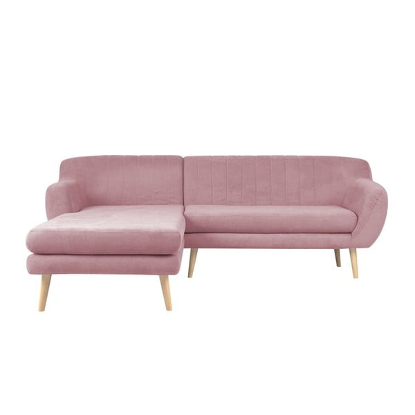 Sardaigne világos rózsaszín kanapé baloldali fekvőfotellel - Mazzini Sofas