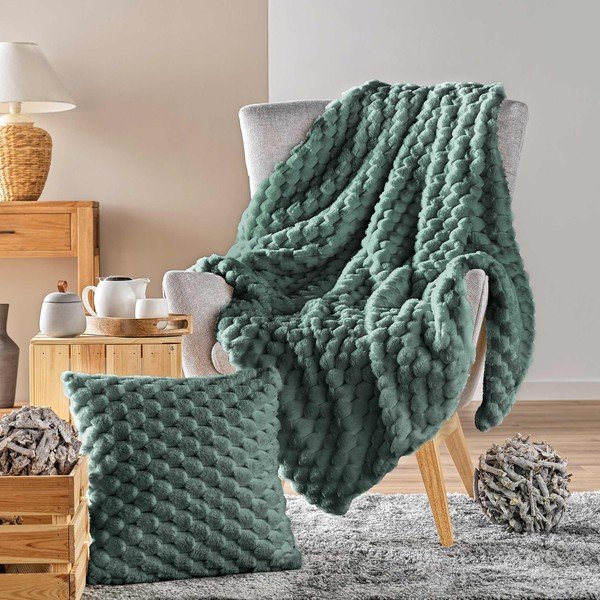 Zöld mikroplüss takaró 220x240 cm Frosty – douceur d'intérieur-image-4