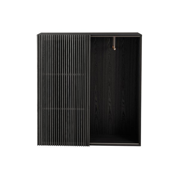 Fekete előszoba bútor kőrisfa dekorral 110x120x40 cm Sion – Jotex-image-3