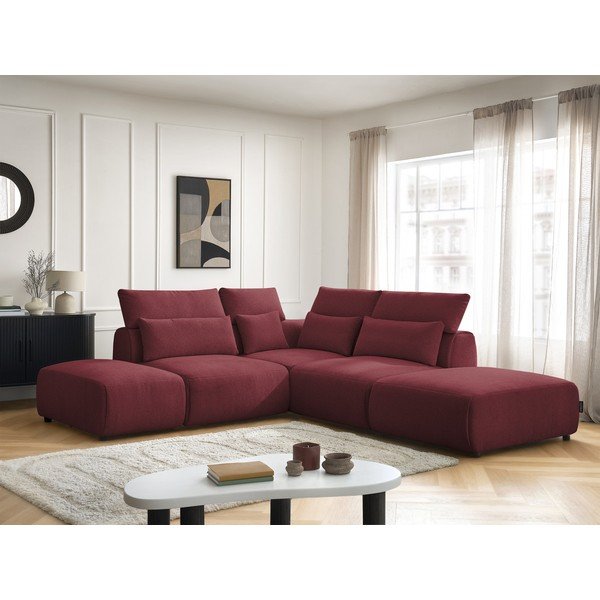 Piros állítható moduláris sarokkanapé Jana – Bobochic Paris-image-4