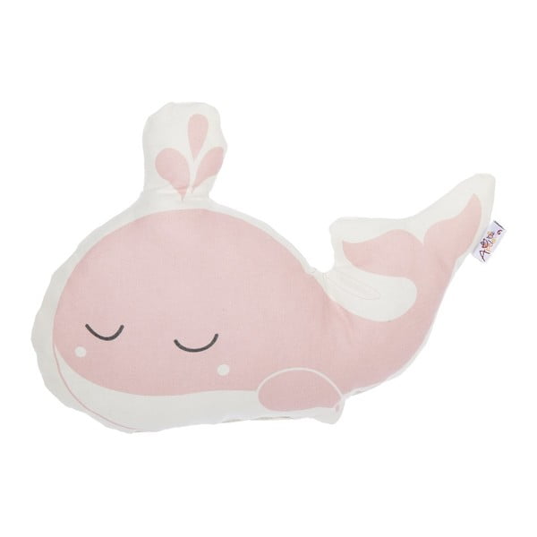 Pillow Toy Whale rózsaszín pamutkeverék gyerekpárna, 35 x 24 cm - Mike & Co. NEW YORK