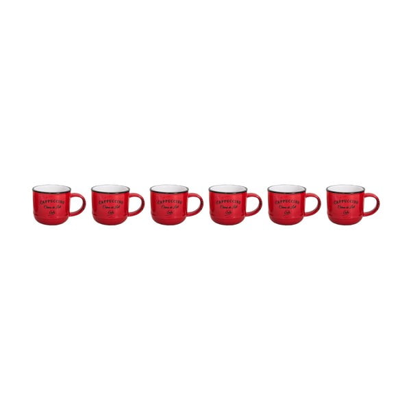 Cappuccino 6 darabos piros kerámia csészeszett - Antic Line