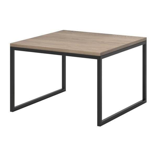 Eco dohányzóasztal tölgyfa asztallappal és fekete lábakkal, 60 x 60 cm - MESONICA