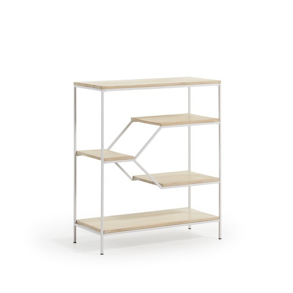 Pyke kisméretű fehér könyvespolc mangófa polcokkal - Kave Home-image-1