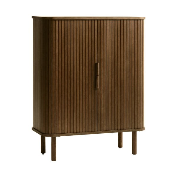 Barna szekrény tolóajtóval, tölgyfa dekorral 113x90 cm Cavo – Unique Furniture-image-4