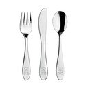 Ezüstszínű rozsdamentes acél gyerek evőeszköz készlet 3 db-os – Orion