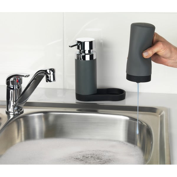 Squeeze 2 db szürke tisztítószer adagoló alátéttel, 250 ml - Wenko-image-1