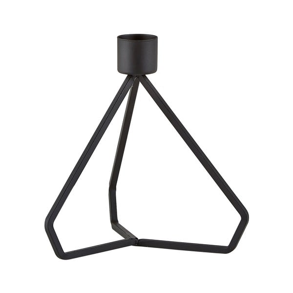 Triangle fekete fém gyertyatartó, 13 cm - KJ Collection