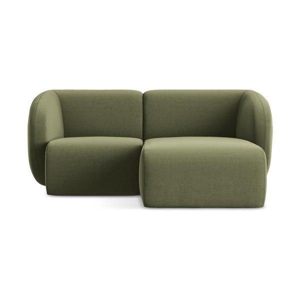 Zöld bársony sarokkanapé (jobb oldali-heverő résszel) Lani – Makamii