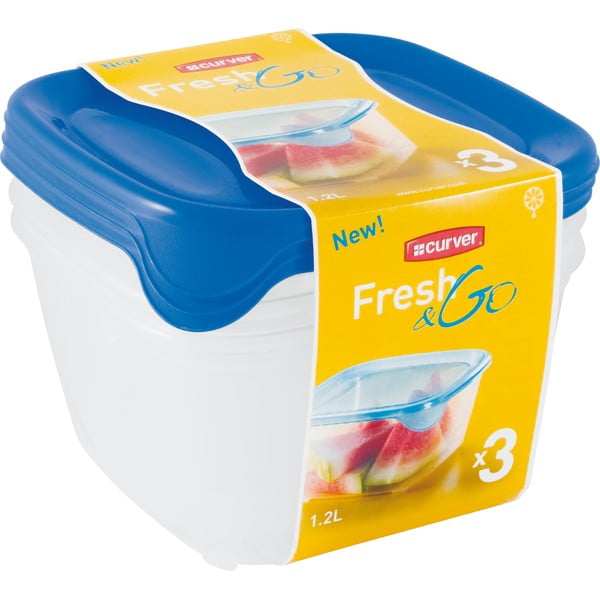 Fresh&Go 3 db-os élelmiszertartó doboz szett, 1,2 l - Curver
