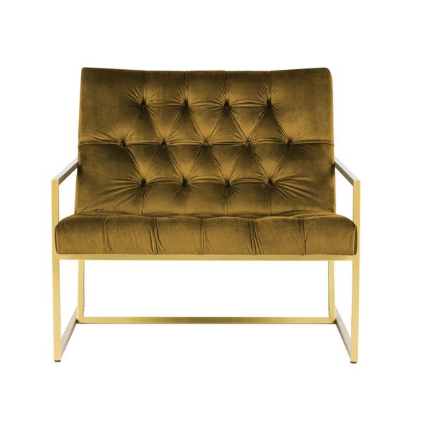 Bono mustársárga fotel aranyszínű konstrukcióval - Mazzini Sofas-image-2