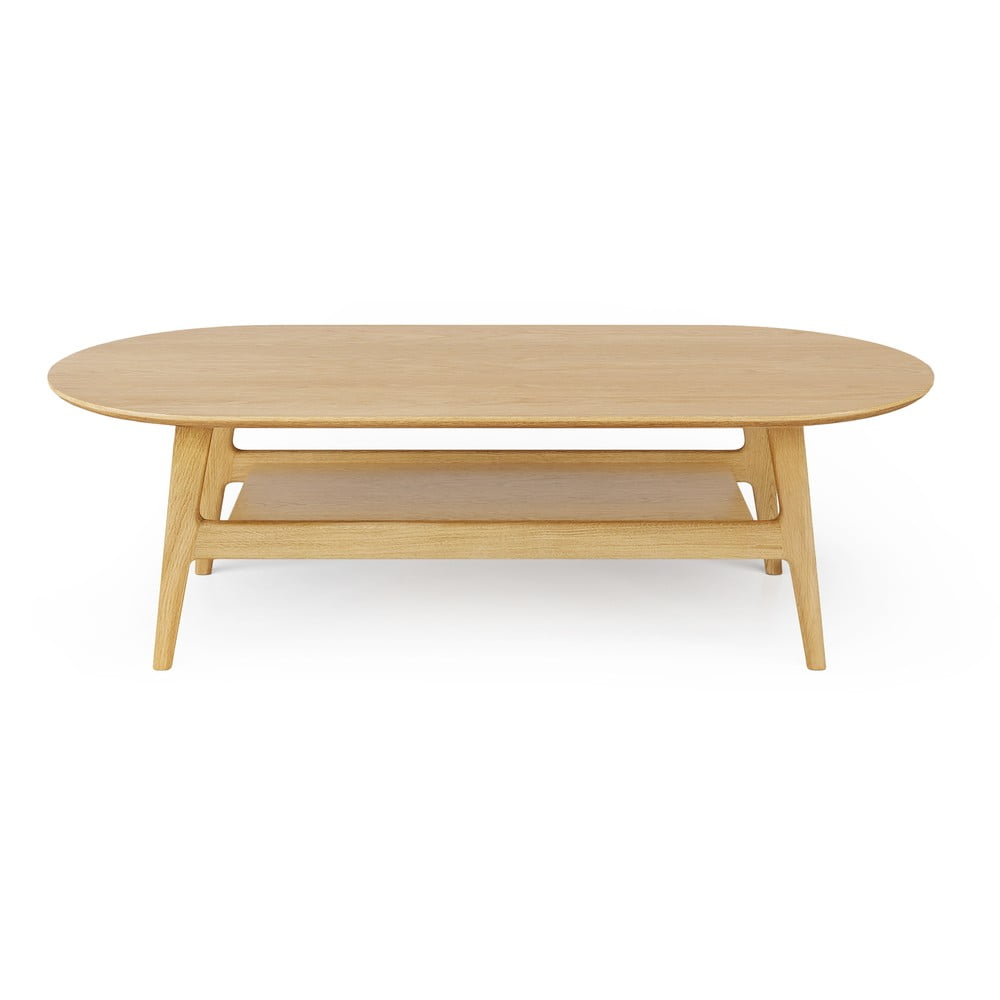 Natúr színű dohányzóasztal tölgyfa dekorral 60x130 cm Curved  Woodman