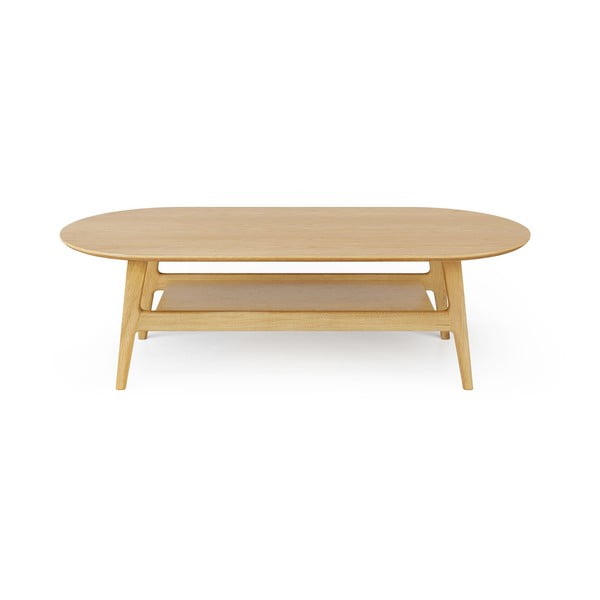 Natúr színű dohányzóasztal tölgyfa dekorral 60x130 cm Curved – Woodman