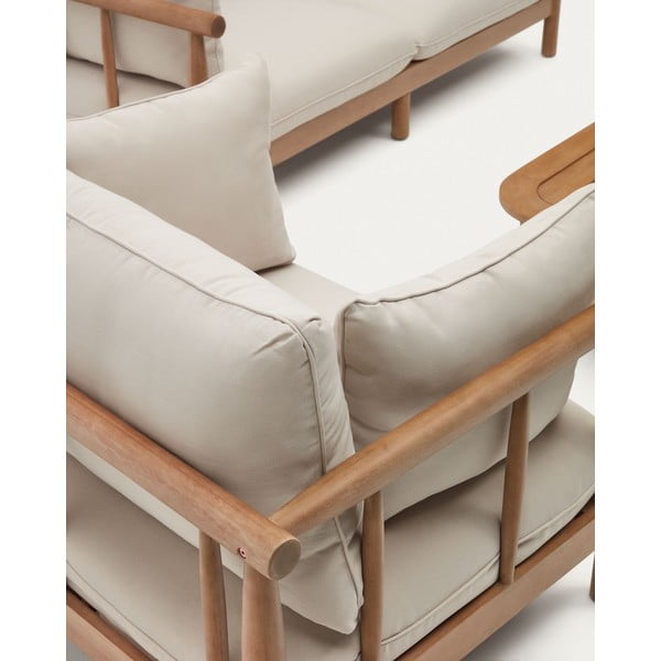 Fehér-natúr színű eukaliptusz négyszemélyes kerti lounge szett Sacova – Kave Home-image-3