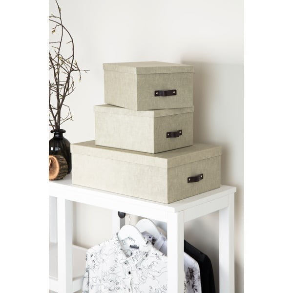 Inge 3 db-os bézs tárolódoboz szett - Bigso Box of Sweden-image-3
