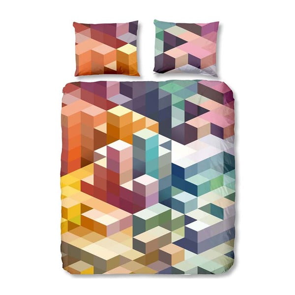 Cubes egyszemélyes színes ágyneműhuzat garnitúra pamutból, 140 x 200 cm - Good Morning
