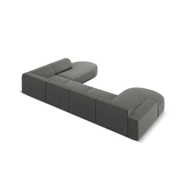 Szürke bársony sarokkanapé (jobb oldali) Jodie - Micadoni Home-image-3