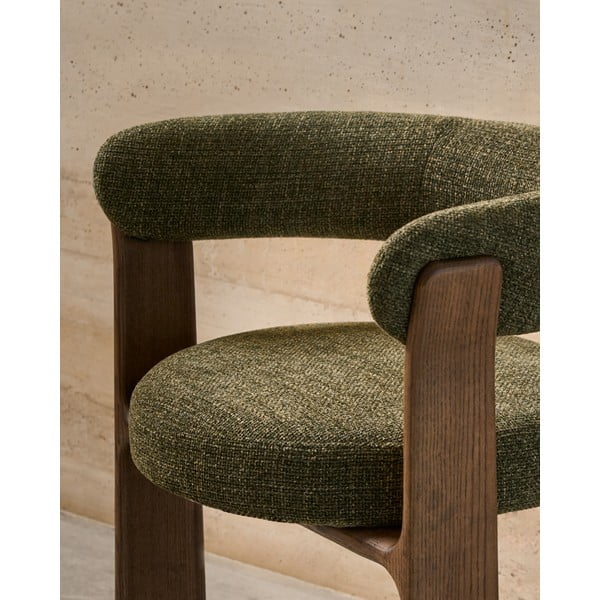 Khaki-barna kőrisfa karfás étkezőfotel Granite – Kave Home-image-2