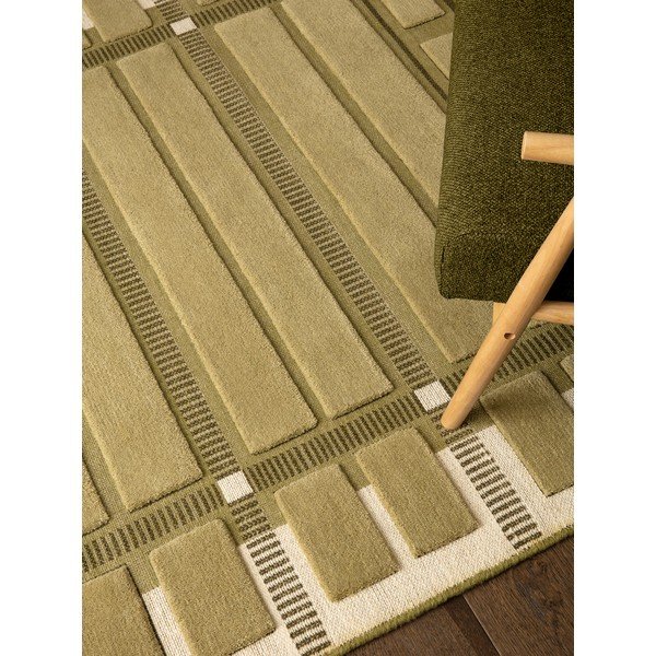 Zöld-bézs kézi szövésű gyapjú szőnyeg 120x170 cm – Asiatic Carpets-image-2