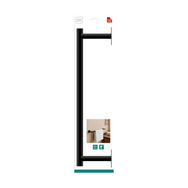 Matt fekete öntapadós fém törölközőtartó Fixeo – douceur d'intérieur-image-1
