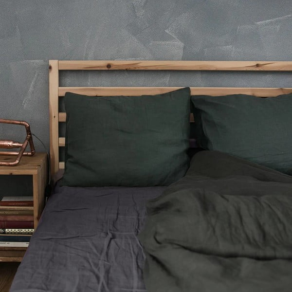 Sötétszürke gumis len lepedő, 180 x 200 cm - Linen Tales-image-1