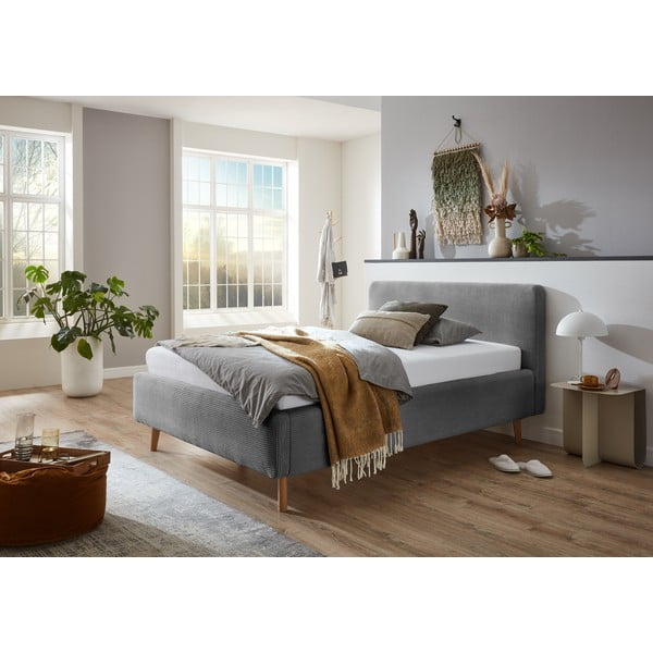 Szürke kárpitozott egyszemélyes ágy ágyrács nélkül 120x200 cm Mattis – Meise Möbel-image-1