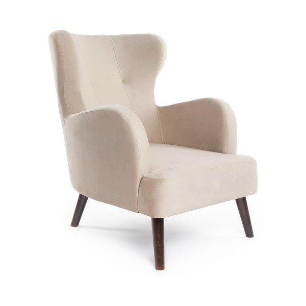 Bézs bársony füles fotel Noemye – Bonami Selection