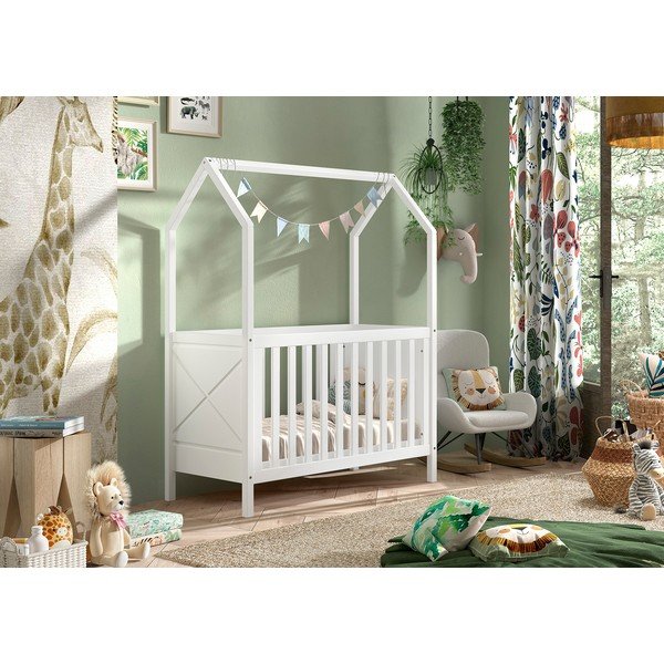 Fehér borovi fenyő babaágy állítható magassággal 60x120 cm Scott – Vipack-image-1