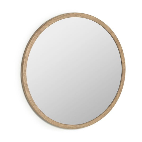 Fali tükör tömörfa kerettel ø 100 cm Alum – Kave Home