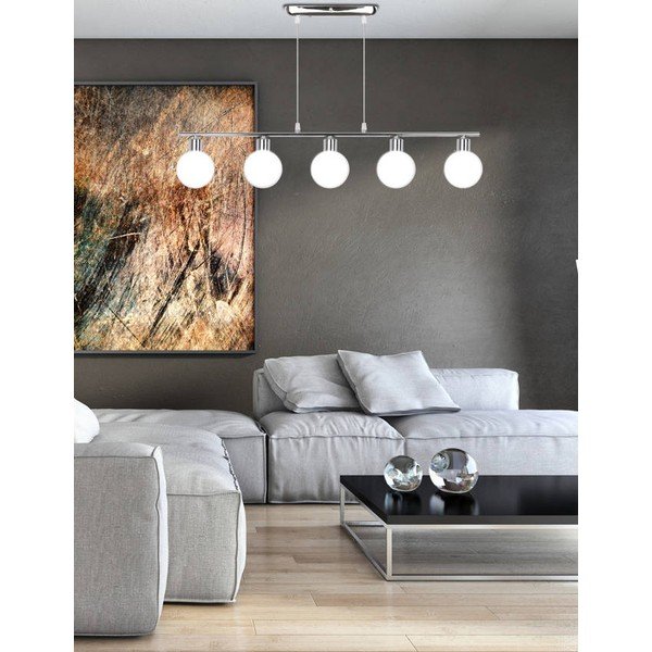 Ezüstszínű függőlámpa üveg búrával 10x82 cm Oden – Candellux Lighting-image-3