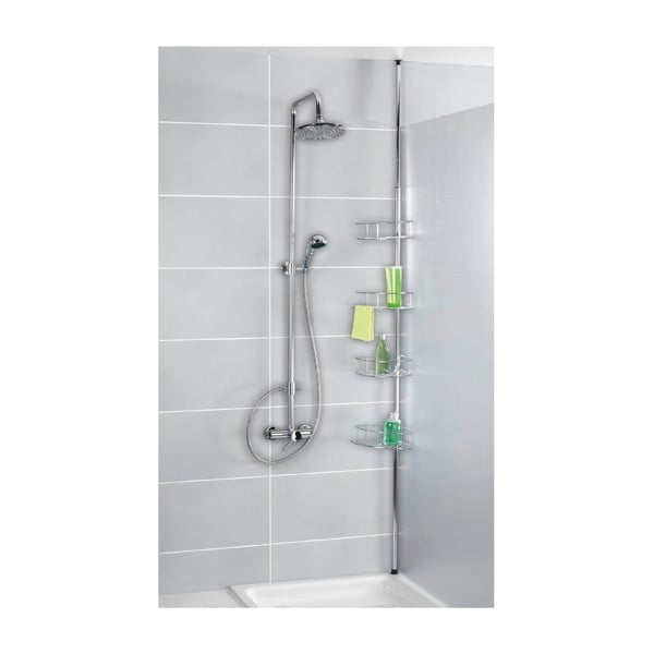 Fényes ezüstszínű teleszkópos rozsdamentes acél fürdőszobai sarokpolc Dolcedo – Wenko-image-2