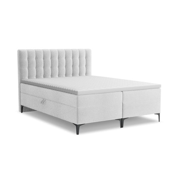 Ezüstszínű ágyneműtartós boxspring ágy 160x200 cm Puhala – Makamii
