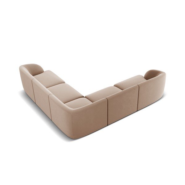 Bézs bársony sarokkanapé Miley  – Micadoni Home-image-3