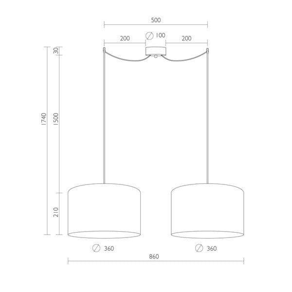 Mika fekete kétágú függőlámpa aranyszínű búrabelsővel, ⌀ 36 cm - Sotto Luce-image-2