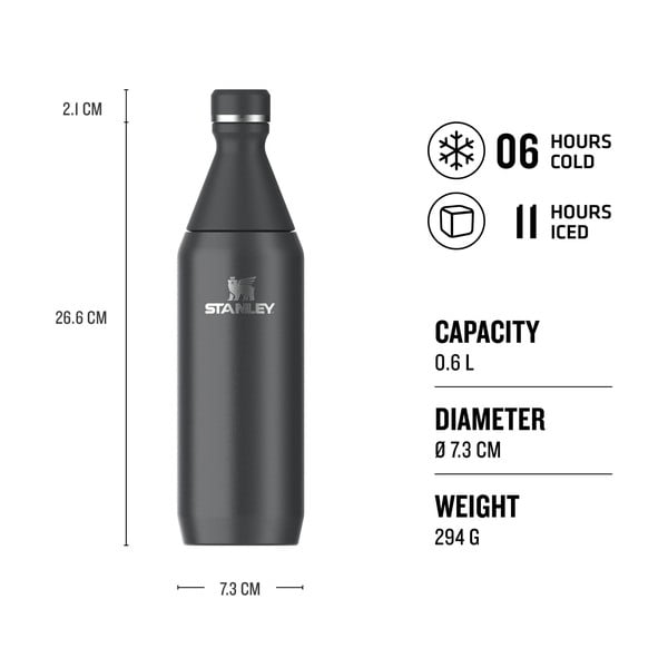 Fekete rozsdamentes acél termopalack 600 ml All Day Slim Bottle Black – Stanley-image-4